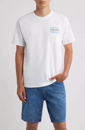 Brixton Grade Graphic T-Shirt in White/washed Black/medium Blue at Nordstrom, Size Xx-Large