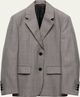 Prada Grisaglia Check Single-Breasted Blazer Jacket