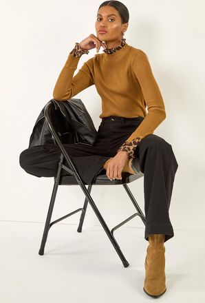 Roman Leopard Ruffle Trim Jumper