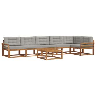 vidaXL Conjunto De Sof&aacute;s De Exterior 7 Pcs Gris Natural Y Claro Vidaxl