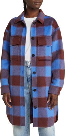 Rails Jaro Buffalo Plaid Wool Blend Coat in Cobalt Chocolate at Nordstrom Rack, Size Xx-Small