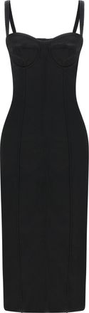 Dolce & Gabbana Black Acetate Midi Womens Dress