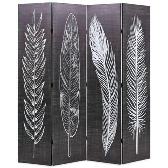 Berkfield Home Folding Room Divider 160x170 cm Feathers Black & White