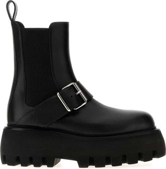 Alexander McQueen Sofa Buckle Boot - Dames - Chelseaboots - Zwart - 41 EU - Leer - Schoenen