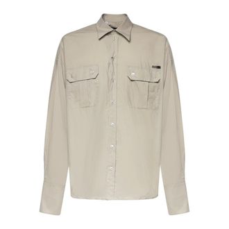 Dolce & Gabbana Casual Shirts, male, Beige, Size: XL Oversized Poplin Shirt