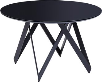 Beliani Beliani - Mesa De Cocina Moderna Redonda Tablero Brillante Mdf Patas Base Acero 120 Cm Negro Oxhill