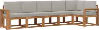 vidaXL Conjunto De Sof&aacute;s De Exterior 6 Uds. Natural Y Gris Claro Vidaxl