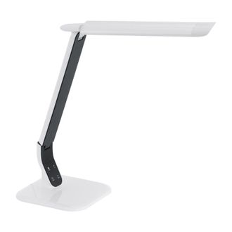 Loops Table Desk Lamp White Steel Black Plastic Touch On/Off Bulb LED 6W Included