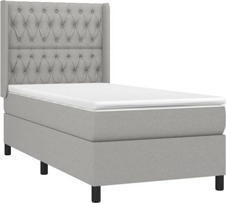 vidaXL Vidaxl - Cama Box Spring Colch&oacute;n Y Luces Led Tela Gris Claro 90x200 Cm