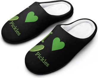 Generic I Love Pickles Funny Mens Cotton Slippers Soft Non-Slip Rubber Sole House Slipper Indoor Outdoor