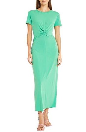 Maggy London Twist Front Short Sleeve Maxi Dress in Ming Green at Nordstrom Rack, Size 10