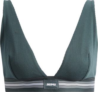 SKIMS Stretch Cotton Rib Plunge Bralette in Spruce at Nordstrom, Size Medium Regular