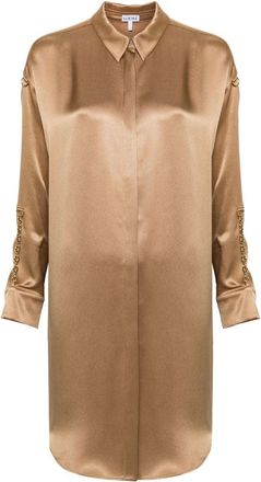 Loewe chain-link silk midi shirtdress - women - Viscose/Cupro/Silk - 42 - Gold