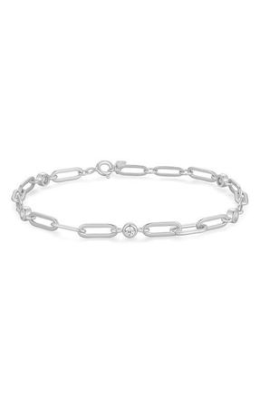 Ania Haie Bezel Cubic Zirconia Station Chain Bracelet in Silver at Nordstrom