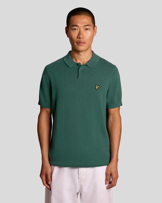 Lyle & Scott Mens Short Sleeve Polo in Dark Green Cotton - Size X-Large