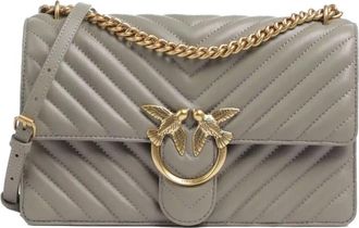 Pinko Beige Leren Schoudertas - Dames - Schoudertassen - Beige - ONE Size - Leer - Tassen