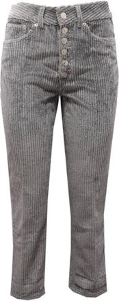 Dondup Corduroy Lurex Grijze Broek - Dames - Slim Fit Jeans - Grijs - W24 - Katoen - Jeans