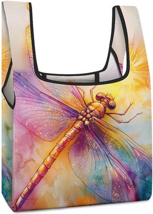 Generic Radiant Dragonfly Shopping Bag Reusable Grocery Tote Bag Foldable Handbag for Travel Picnic