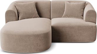 Cosmopolitan Design Sof&aacute; esquinero izquierdo modular 3 plazas de terciopelo beige oscuro