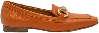 Mara Bini Hammered Leather Moccasin - Dames - Loafers - Oranje - 36 EU - Leer - Schoenen