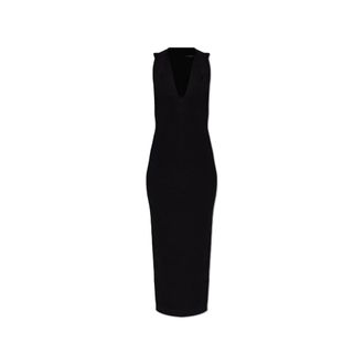 Balmain Midi Dresses, female, Black, Size: 2XS Dress with a deep V-neckline