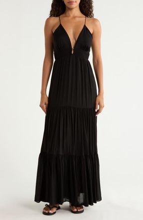 Elan Open Back Maxi Cover-Up Dress in Black at Nordstrom, Size X-Small