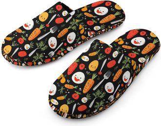 Generic Eggs Carrot Cute Mens Cotton Slippers Memory Foam Comfort House Shoes Winter Indoor Slipper for Hotel Casa Spa