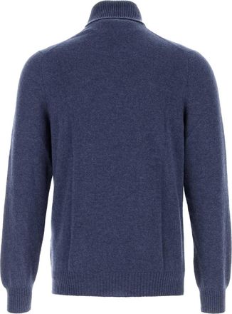 Fedeli Mens Derby Persia Sweater Blue Cashmere