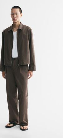 H&M Relaxed-fit Wide-leg Pants in Dark Brown/checked at Nordstrom, Size 34