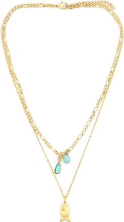 Panacea Layered Fish Pendant Necklace in Green at Nordstrom