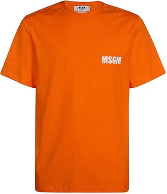 Msgm T-shirt in cotone con logo - Arancione