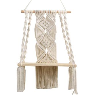 OEM Estante De Pared, Tapiz De Macram&eacute; Tejido A Mano, Estilo Bohemio, Con Estante De Madera Para Decoraci&oacute;n De Bodas/hogar, 30 X 50 Cm - Crezuo