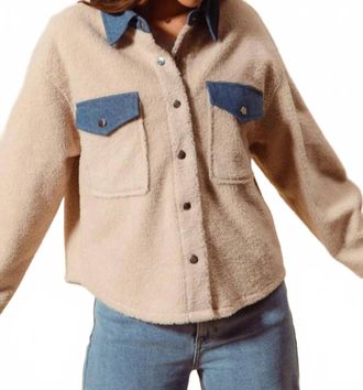 So Me Sherpa & Denim Jacket In Beige