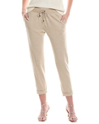 Brunello Cucinelli Cropped Cotton Trousers - Beige