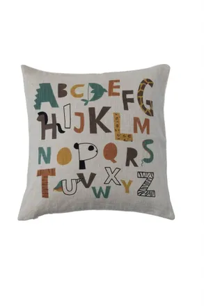 Creative Co-op Cotton Alphabet Pillow In Multi