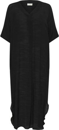 Kaffe Zwart Diepe Jurk met V-Hals - Dames - Casual kleedjes - Zwart - XS - Kleedjes