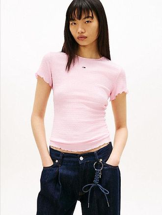 Tommy Hilfiger Camiseta slim en tejido mil rayas fruncido