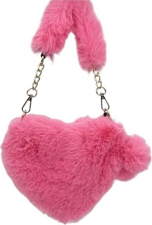 Generic Womens Plush Bags Plush Handbag Heart Shaped Shoulder Crossbody Bag Autumn Winter Versatile Coin Purse Soft(Color 03)