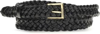 Bottega Veneta Womens Leather Belt Solo Black-Brass Vibrato Calf