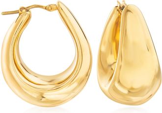Ross-Simons Italian 18kt Yellow Gold Over Sterling Wide Hoop Earrings