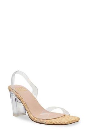 Chase + Chloe by Intouch Footwear Chase Slingback Lucite Block Heel Sandal in Beige Woven at Nordstrom Rack, Size 7.5