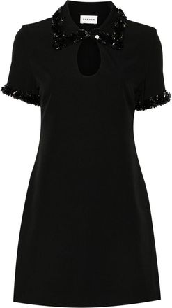 P.A.R.O.S.H. embroidered mini dress - women - Polyester/Elastane/PVC/glass - S - Black