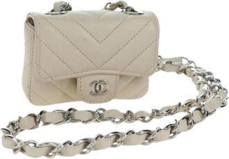Chanel Pre-owned Mini Shoulder Bag - Dames - Vintage Mini Tas - Beige - ONE Size - Leer - Vintage