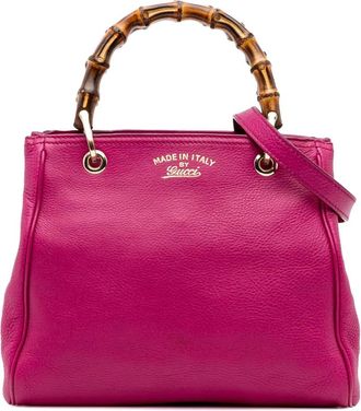 Gucci Borsa shopper piccola in pelle di vitello e bambù 2016-2025 - Rosa