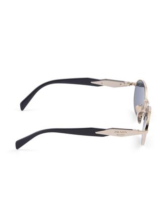Prada Occhiali da sole ovali con logo inciso - Argento