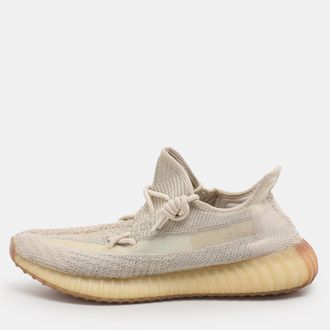 adidas Pale Green Cotton Knit Boost 350 V2 Citrin Non Reflective Sneakers Size 46 2/3