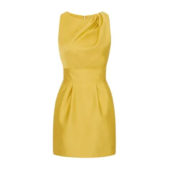 Elisabetta Franchi Duchesse Dress with Logo Details - female - Elisabetta Franchi - Party Dresses - Yellow - S - Dresses