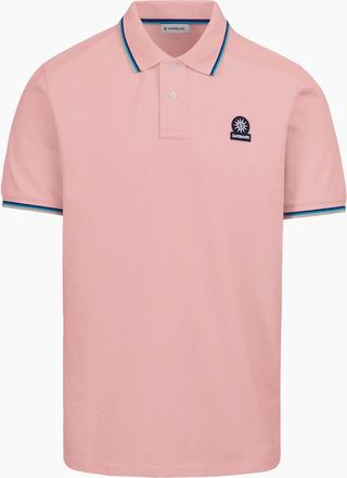 Sandbanks Mens SANDBANKS BADGE LOGO TIPPED SLEEVE POLO SHIRT DUSTY PINK - Size: 40