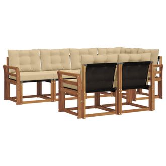 vidaXL Conjunto De Sof&aacute;s De Exterior Con Coj&iacute;n 7 Pcs Natural Y Beige Vidaxl
