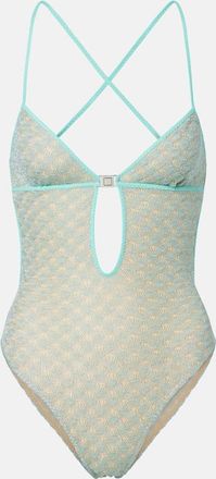 Missoni Open-knit lam&eacute; swimsuit